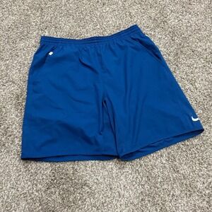 VTG Nike Silver Tag 00s Dri-FIT Running Shorts Blue Athletic Gym Workout Mens L